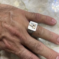 For Wedding 925 Masonic Ring With 14K Gold Symbol Size 10 