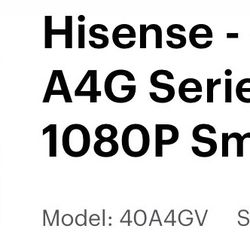 40 Inch Hisense Smart TV