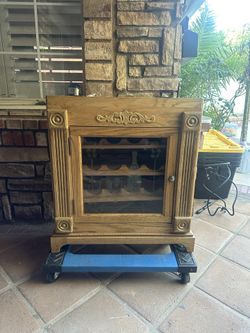 Handcrafted 30-Bottle Wooden Wine Cabinet – Vernon N. Lang – Clear Glass Door + Anti-Tipping Hinge