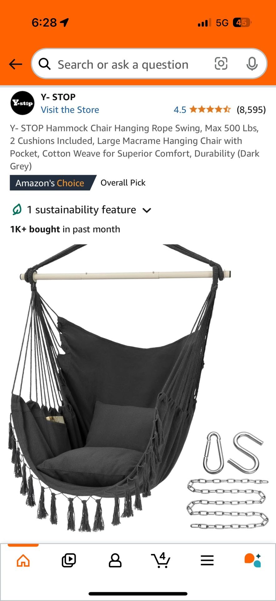 Y- STOP Hammock Chair Hanging Rope Swing