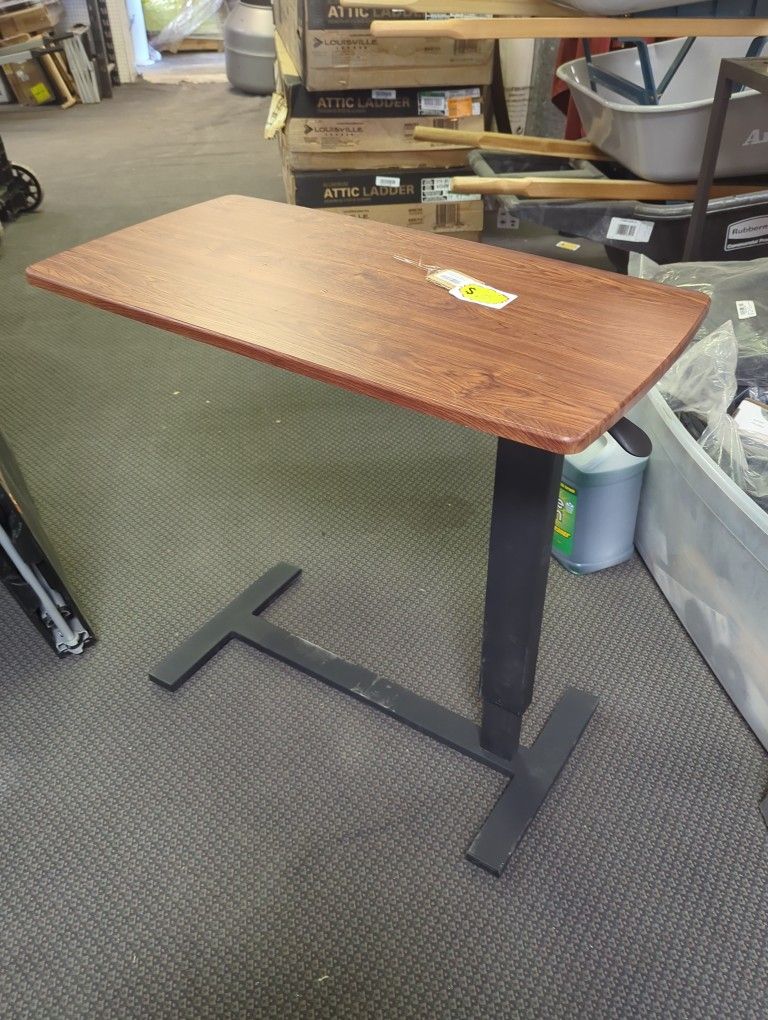 Walnut Overbed Table Laptop Standing Desk Hospital Bed Table Wood Tabletop