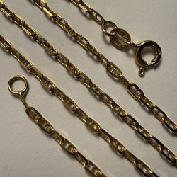 Real 14k Yellow Gold Anchor Mariner Chain Necklace 24” Inches Long 2mm Wide