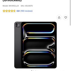 iPad 13 Inch Pro M4 Chip 256 Gb WiFi & Cellular Fully Unlocked Any Carrier /// Zelle Or Cash Pick Up Only Brand New Sealed 