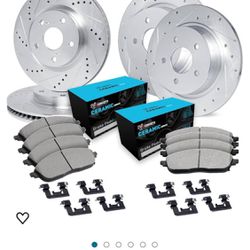 Front Rear Brakes and Rotors Kit Front Rear Brake Pads|Compatible with 2004-2008 Acura TL