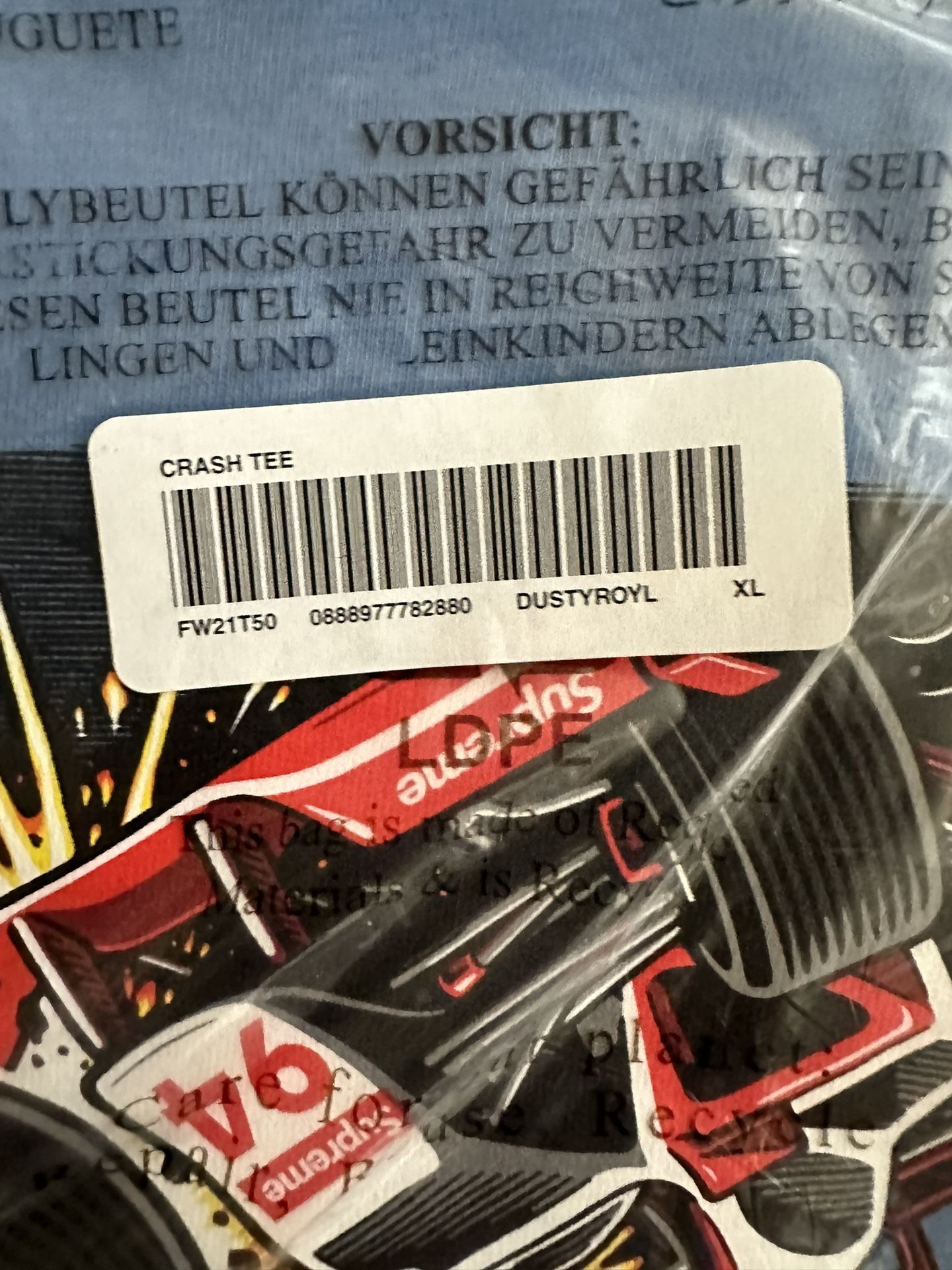 Supreme Crash Tee Light Dusty Royal XL