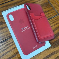 iPhone X red leather case