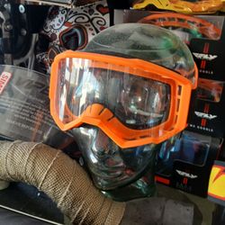 Motocross off-road goggles brand new orange with clear lens