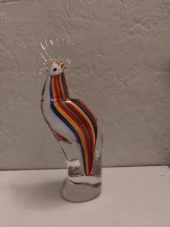 Large glass parrot bird paperweight statue figurine decor