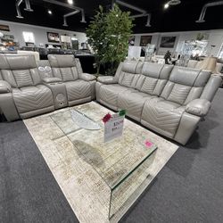 2 Pc Sofa And Loveseat With Speaks And LED Lights Available In Black 