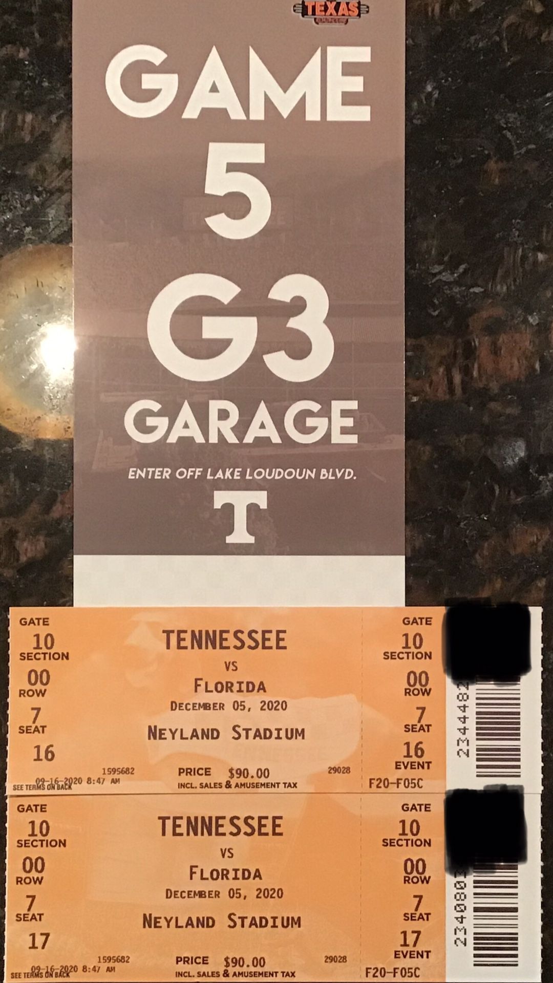 TENNESSEE VOLS vs. FLORIDA GATORS FOOTBALL - DEC 5, 2020 w/ Parking