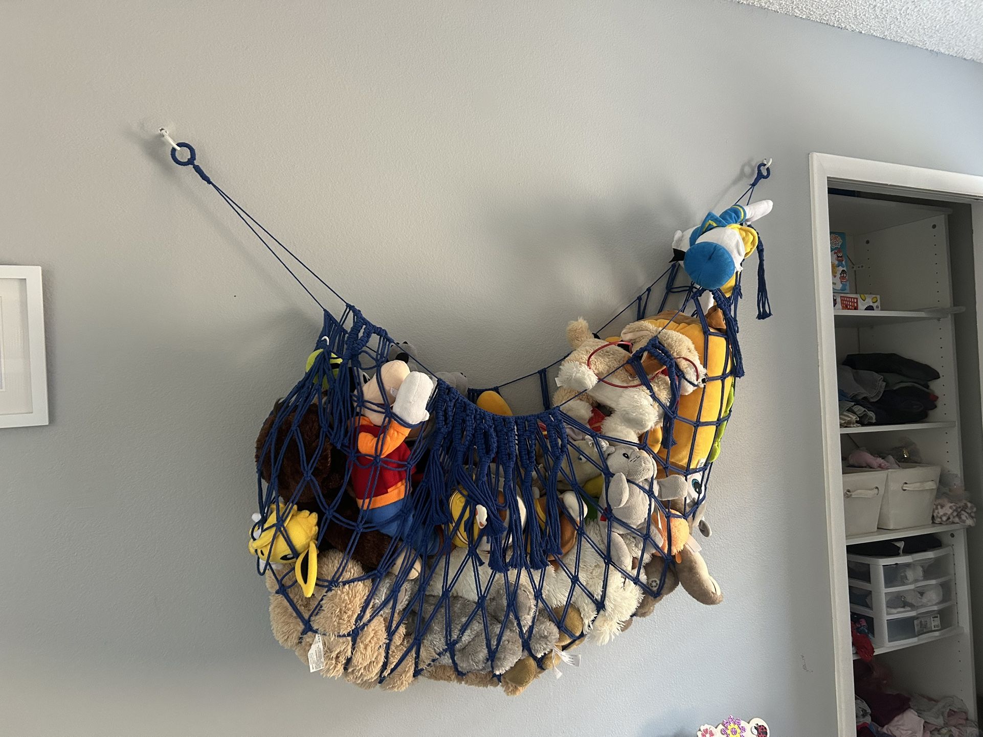 Large Stuffed Animal Storage Net or Hammock for Wall Mounted Macrame Stuffed Animal Display- Without Teddy Bears