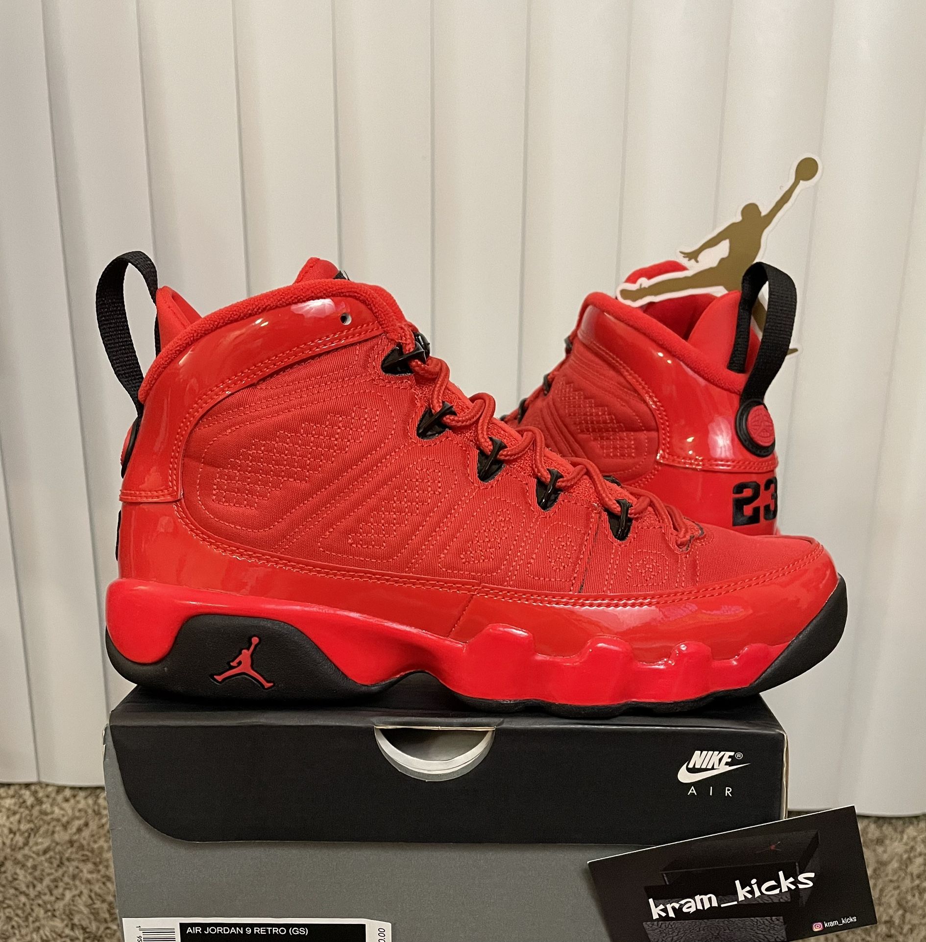 New* Air JORDAN 9 Retro "Chile Red" GS Mens Size 5.5 y or WOMENS 7 US - DS OG All
