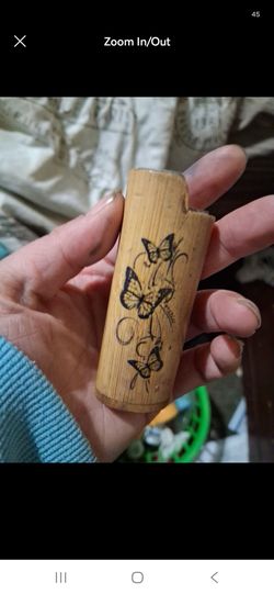 Bamboo Lighter Case with Butterfly Design