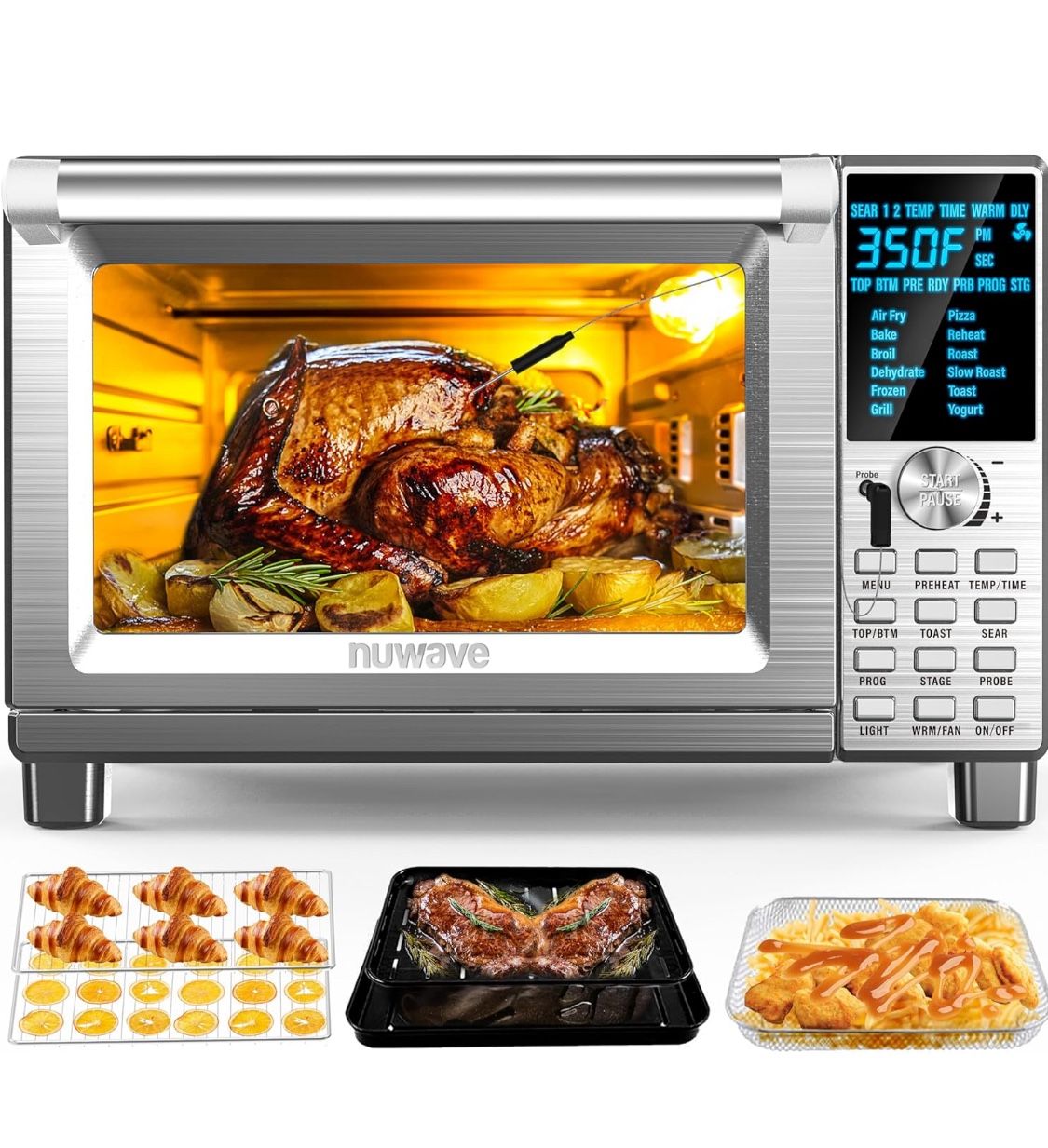 Air Fryer Toaster Oven with Grill Combo -Nuwave Bravo XL Pro Air Fryer Toaster Oven