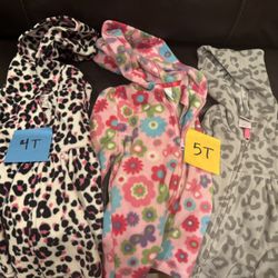 GUC size 4 animal print black pink jacket, size 5 pink flowers jacket, size 5 gray animal print jacket  Size 6 orange jacket  Size 6-8 black hoodie ja