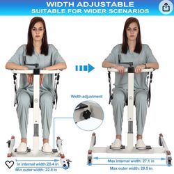 Patient Lift Transfer Chair, Width Height Adjustable Multifunctional Portable Wheelchair 