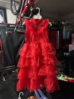 Lydia’s Red Tiered Ruffle Girls Dress beetljuice