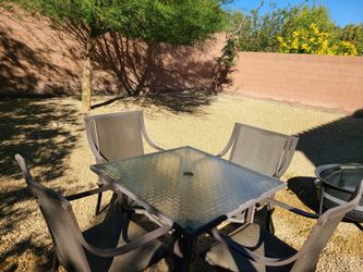 5-Piece Outdoor Patio Dining Set – Glass Table + 4 Chairs