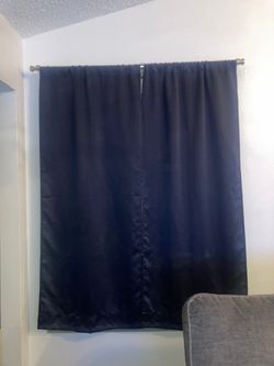 2 Sets Navy Blue curtains With Curtain Rods