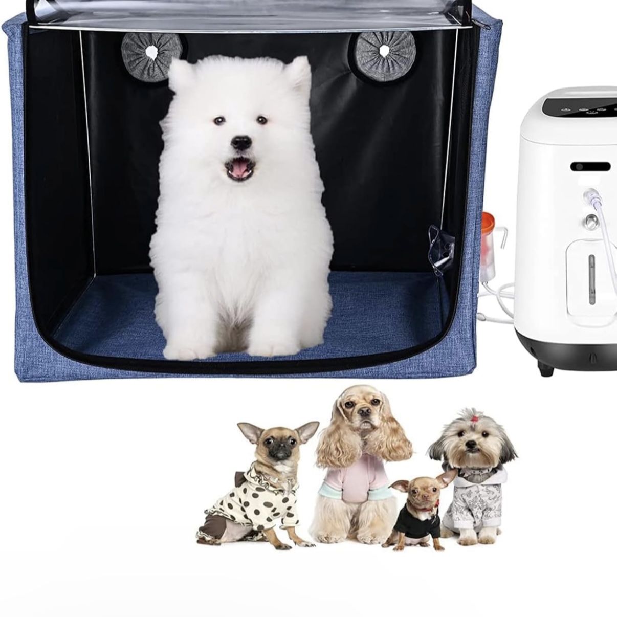 Pet Atomization Cage,Puppies/Medium Dog/Cat Inhalation Oxygen Therapy Chamber,Veterinario Dedicated Breathing Supplements & Vitamins System-Blue 23.6i
