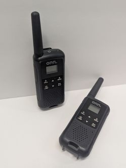Onn 22-Channel Walkie Talkies Two-Way Radios Pair with Built-in Flashlight Black