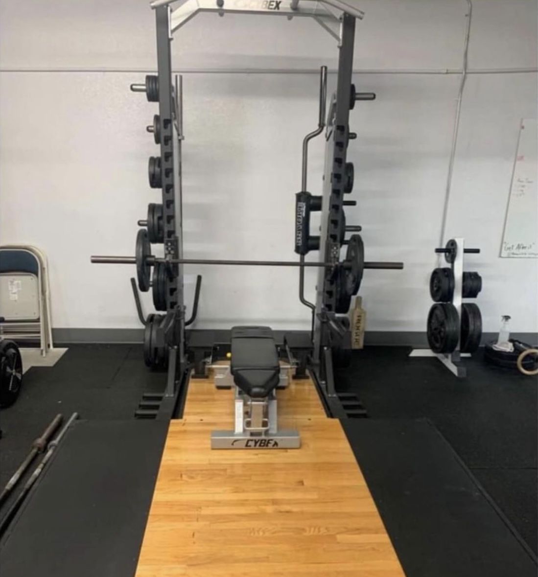 Cybex Olympic Commercial Squat Rack With Platform & Adjustable Weight Bench- Nautilus, Flex, Precor, Icarian, Hammer Strength, Life Fitness