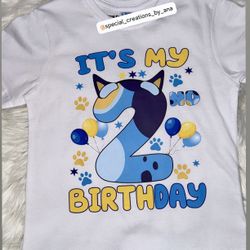 Custom Bluey Theme Birthday Shirt 💙   Order yours , any theme available 