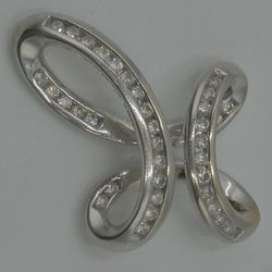 14kt white gold slide cross pendant with 0.50 carat of round diamonds 3.6 grams. pre owned. very good condition.  836527-2. 