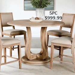NEW 5PC COUNTER HEIGHT ROUND DINING TABLE