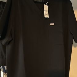 Figs Leon Black Scrub Top X- Large