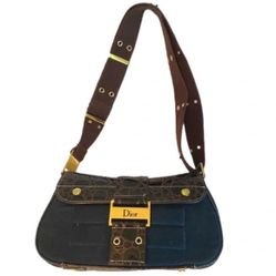 Y2k denim hobo back snake skin detail gold