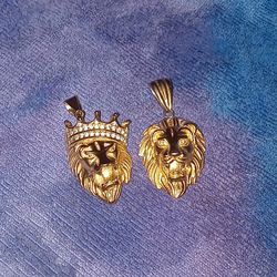 Gold Lion Head Pendants