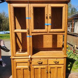 Large Solid Wood China Cabinet/ Hutch