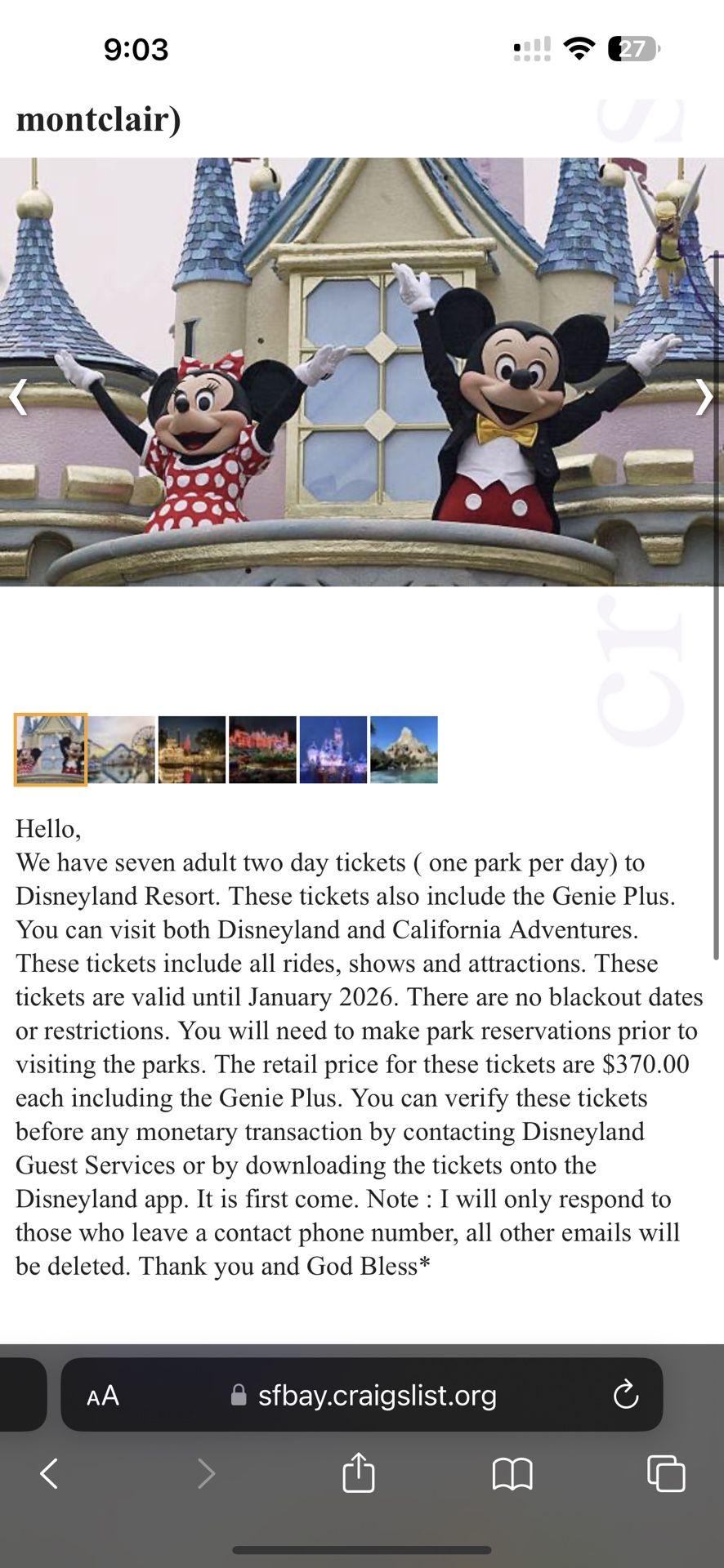 Disneyland Two Day ( One Park Per Day Tickets)