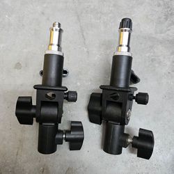 WELLMAKING 2PCS U Shape Tilt Adapter Swivel Mount Umbrella Holder Light Stand with Standard 1/4 to 3/8 inch Metal Male Screw Adapter Spigot Stud for S