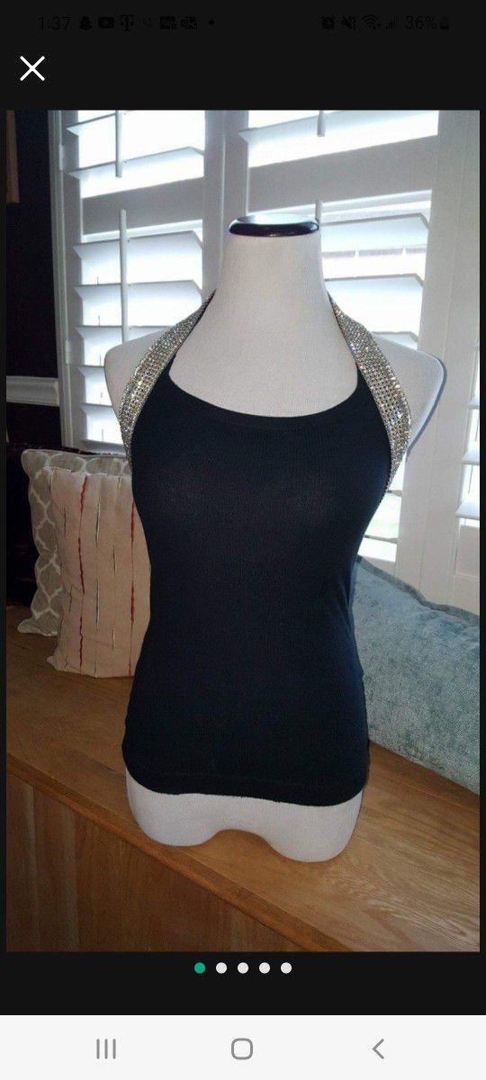 Gorgeous Dolce & Gabbana Stunning and unique rhinestone encrusted halter tank Sz Small Excellent Condition Sz S 