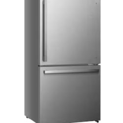 Hisense 17.2-cu ft Counter-Depth Bottom-Freezer Refrigerator Fingerprint Resistant Stainless Steel 