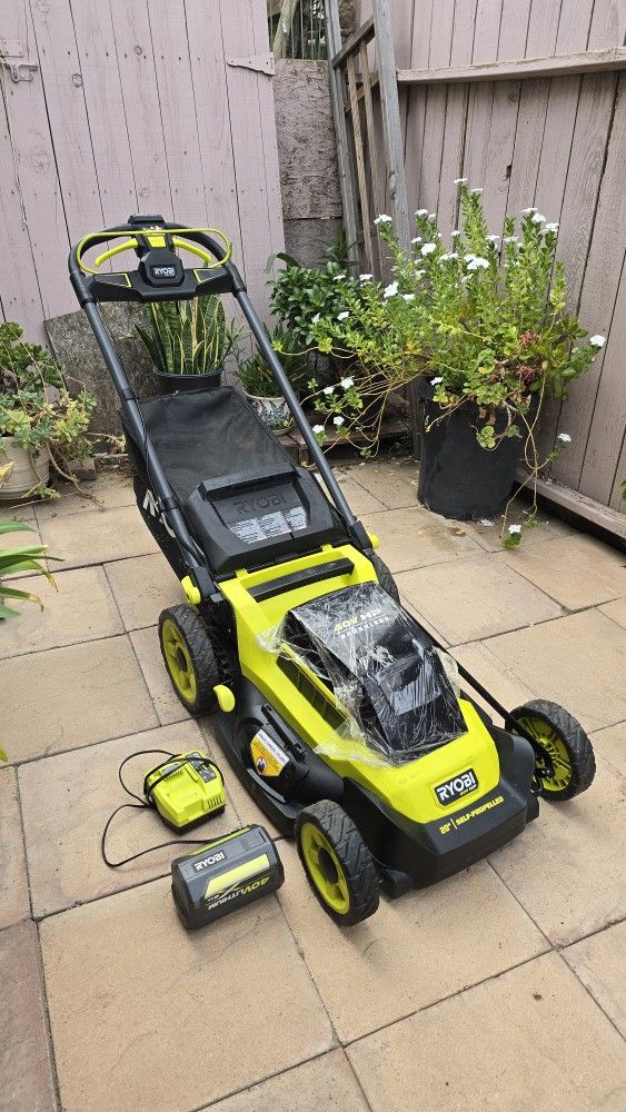 Ryobi 40v Hp Brushless 20-in Cordless Battery Walk Behind Self Propelled Lawn Mower 