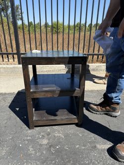 Wood Black Side Table With USB