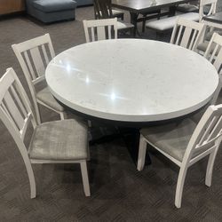 Solid White Marble Table Set 