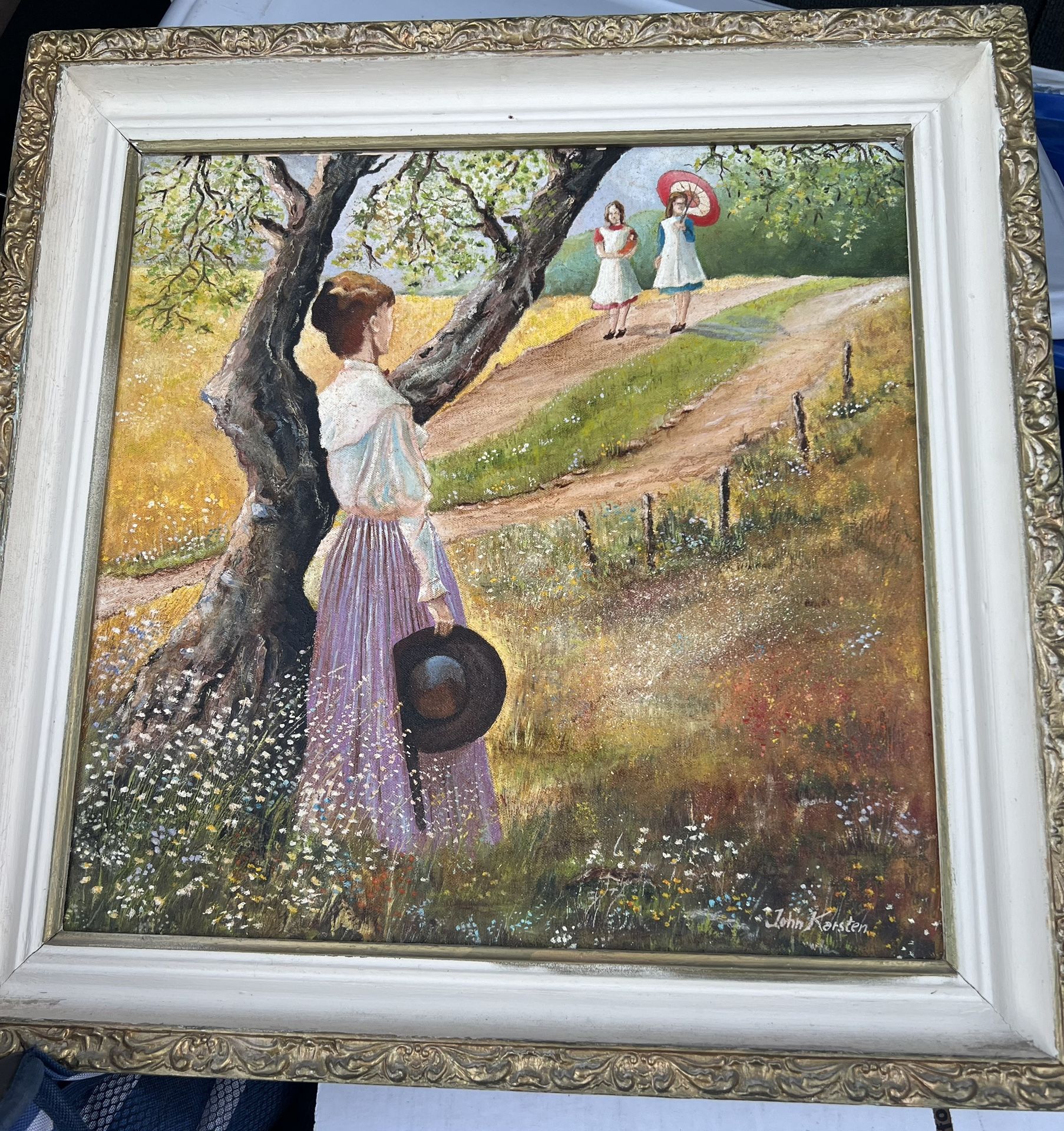 Vintage Acrylic Floral Painting 