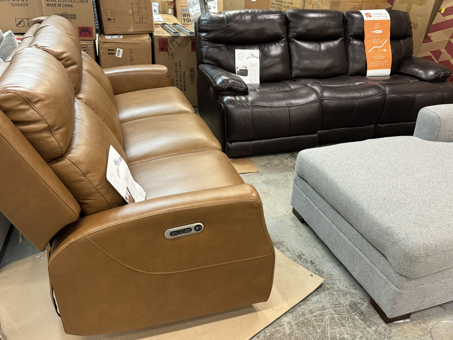 Camel Color Power Sofa Recliner With Power Headrest