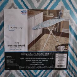 NWT Mainstays T-Leg Ironing Board with Pad and Cover