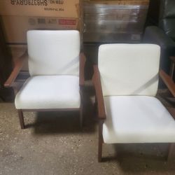 Set Of 2 Mid-century Modern Style Accent Chairs (New)
