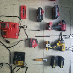 Milwaukee Impact Fuel And Dewalt Impact Drill Works Like New 