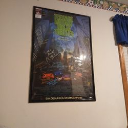 Tmnt Cast Autographed 27x40 Framed Poster