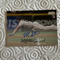 2018 Topps Stadium Club Myles Straw Rookie Autograph Baseball Card