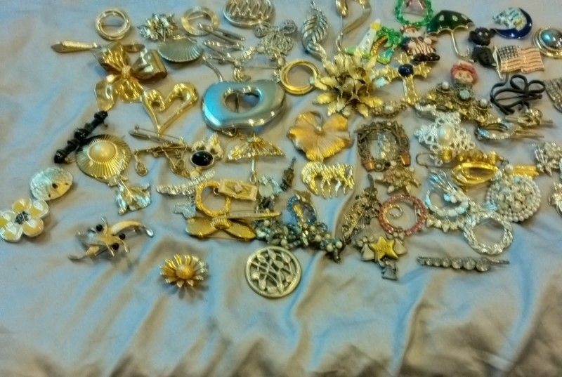 70 Vintage Brooches and 3 Mickey Mouse Memories Pins