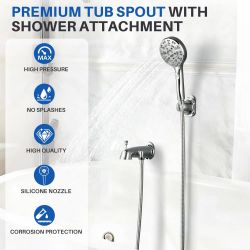 Tub Spout with Diverter, 8 Settings Handheld Shower (Chrome)