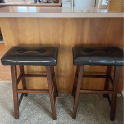 Set of 3 Leather Bar / Counter stools - 28”